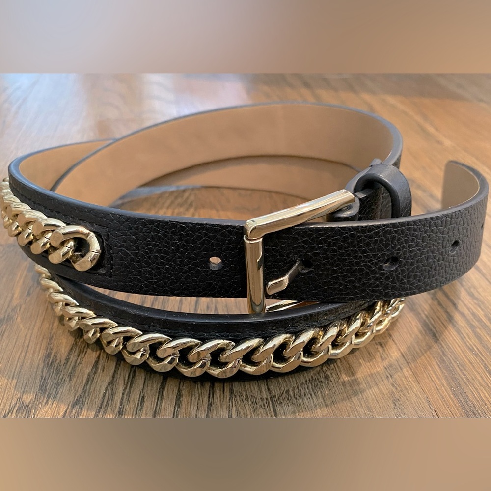 Michael Kors Chain Detail Leather Belt